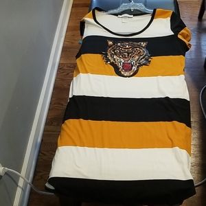 Mutil Color Short Dress w/ Lion Face